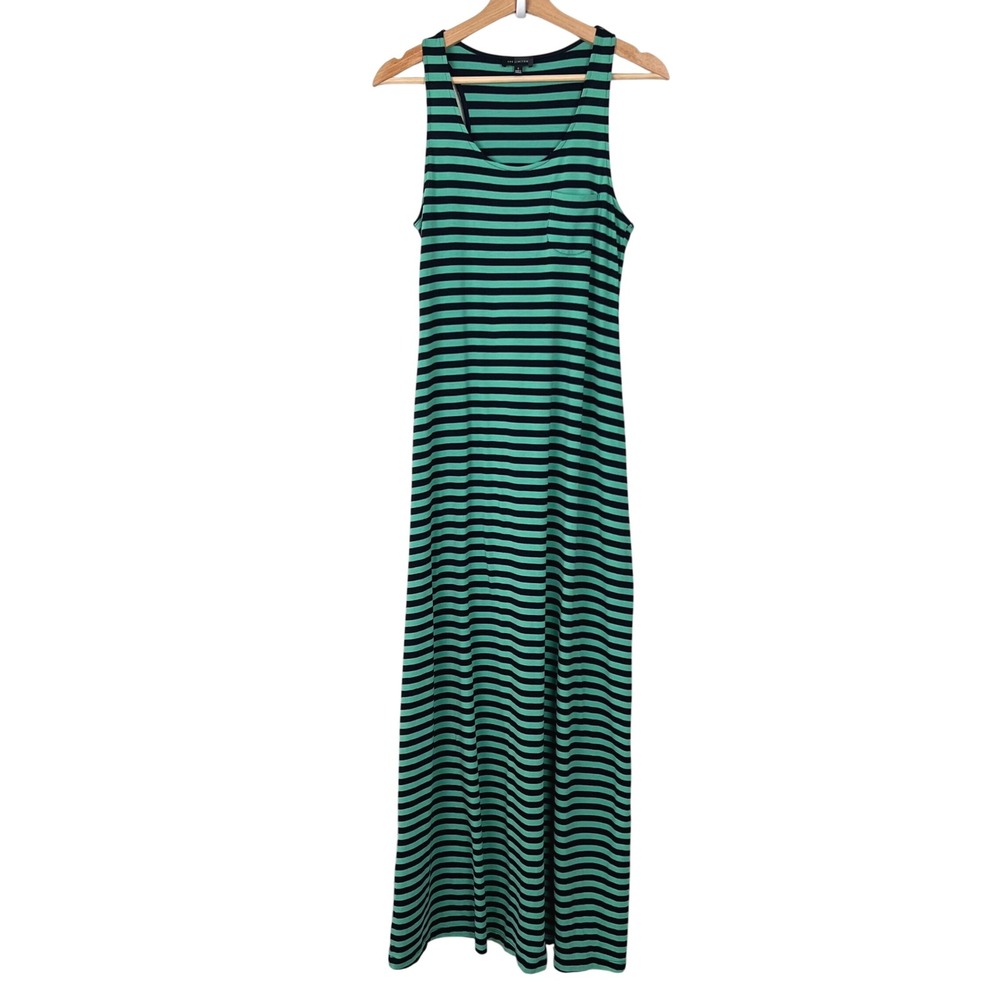 The Limited Womens Teal and Navy Striped Racerback Maxi Dress Size Small